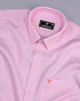 Atomic Pink With White Dobby Check Cotton Shirt