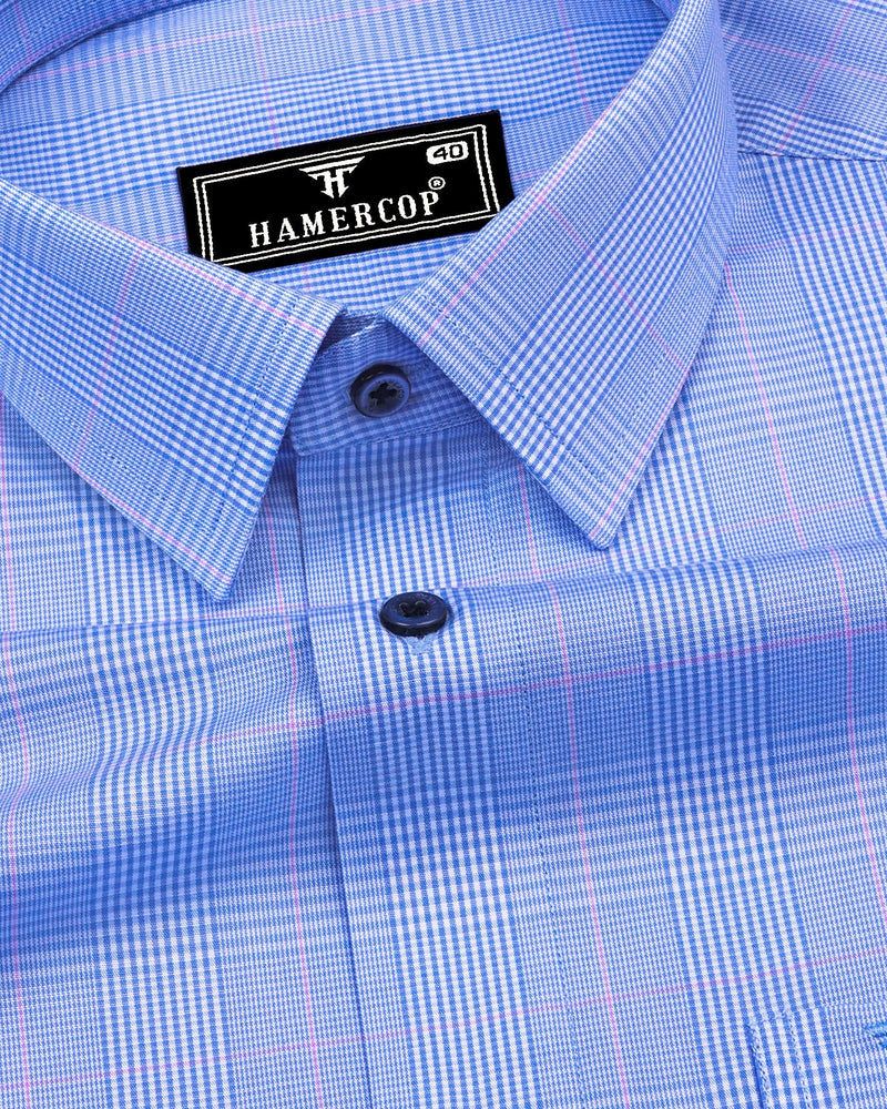 Eldora Blue Formal Check Premium Giza Shirt