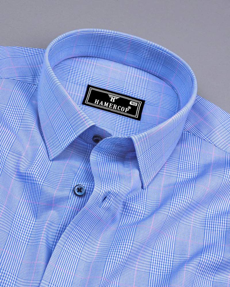 Eldora Blue Formal Check Premium Giza Shirt