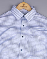 Delson White With Blue Check Premium Cotton Shirt