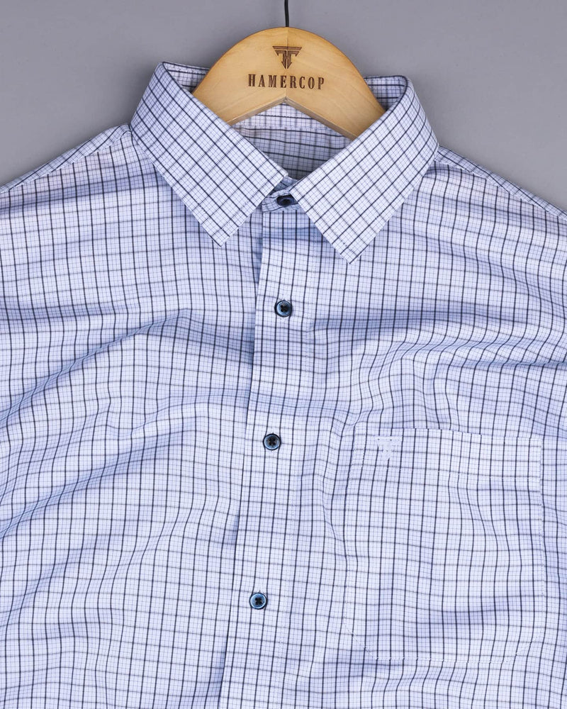 Delson White With Blue Check Premium Cotton Shirt