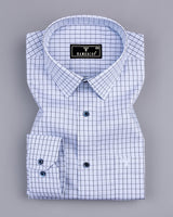 Delson White With Blue Check Premium Cotton Shirt