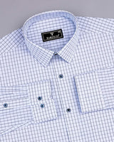 Delson White With Blue Check Premium Cotton Shirt