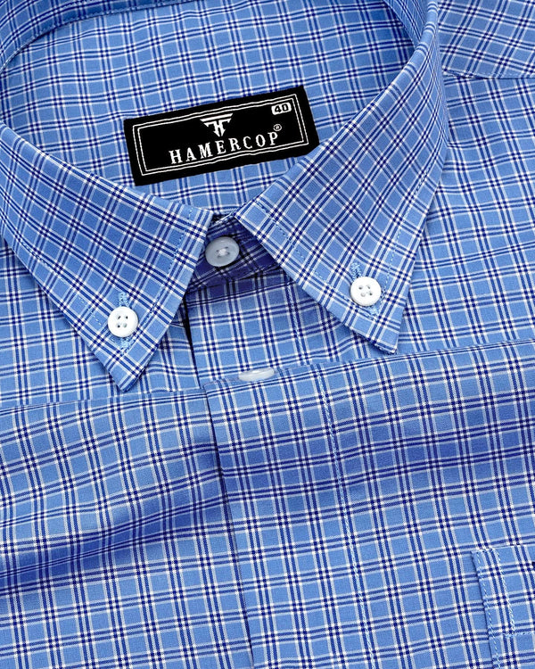 Margret Blue Formal Check Cotton Shirt