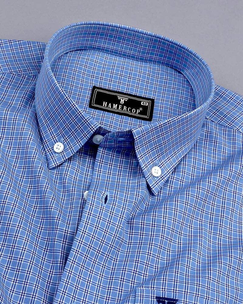 Margret Blue Formal Check Cotton Shirt