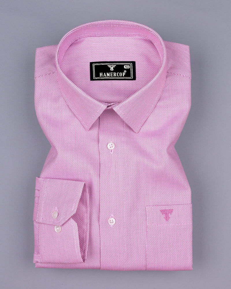 Candy Pink With White Dobby Textured Giza Shirt