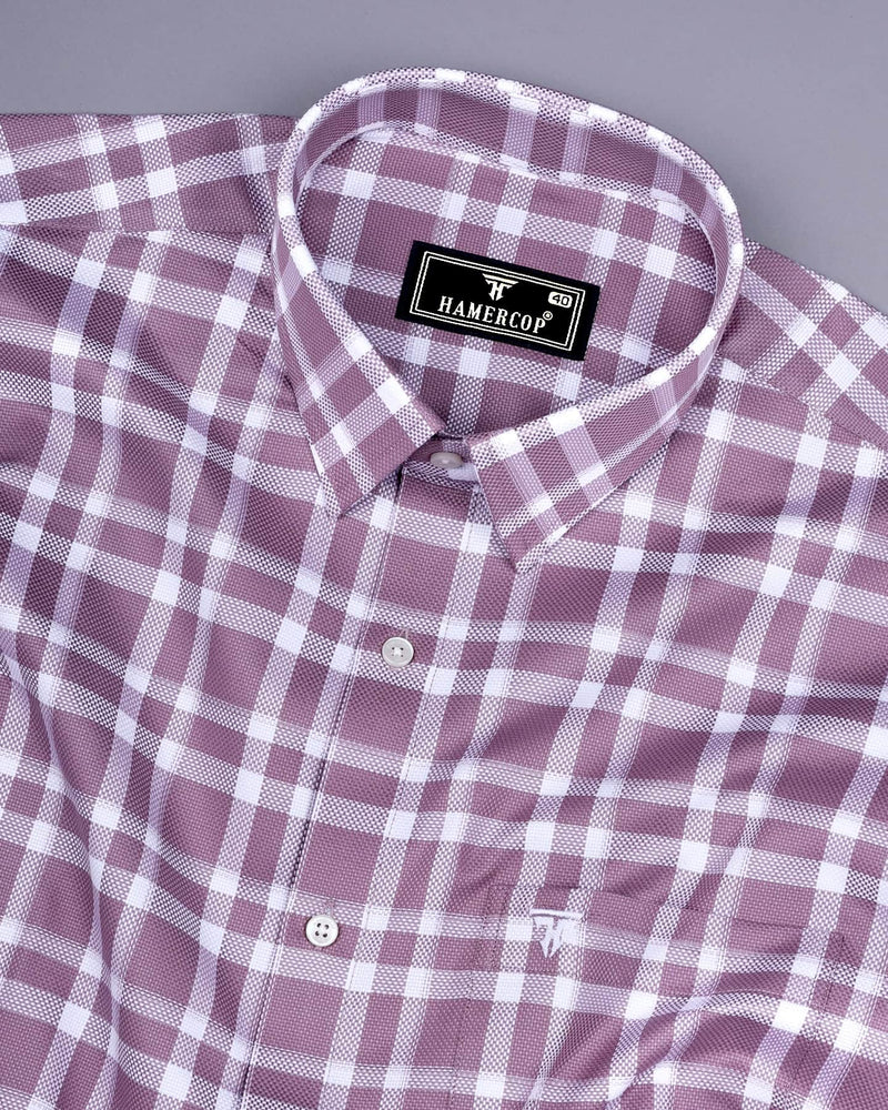 Onion Pink With White Check Dobby Cotton Shirt