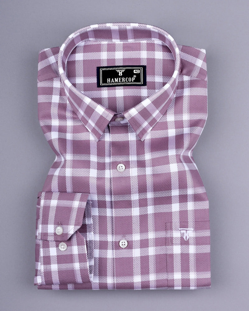 Onion Pink With White Check Dobby Cotton Shirt