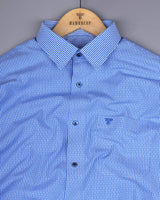 Mardin Blue With White Stripe Diamond Texture Cotton Shirt