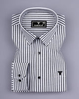 Alfa Black With White Bengal Stripe Oxford Cotton Shirt