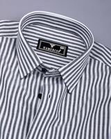 Alfa Black With White Bengal Stripe Oxford Cotton Shirt