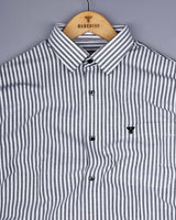 Alfa Black With White Bengal Stripe Oxford Cotton Shirt