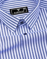 Alfa Blue With White Bengal Stripe Oxford Cotton Shirt