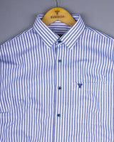 Alfa Blue With White Bengal Stripe Oxford Cotton Shirt