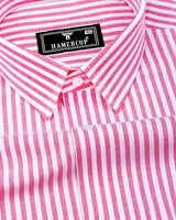 Alfa Pink With White Bengal Stripe Oxford Cotton Shirt