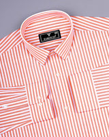 Alfa Orange With White Bengal Stripe Oxford Cotton Shirt