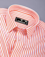 Alfa Orange With White Bengal Stripe Oxford Cotton Shirt