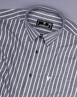 Lapis Black With White Stripe Oxford Cotton Shirt