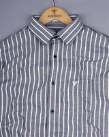 Lapis Black With White Stripe Oxford Cotton Shirt