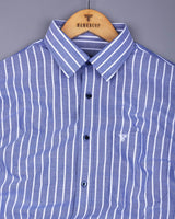 Lapis NavyBlue With White Stripe Oxford Cotton Shirt