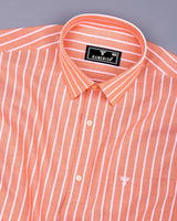 Lapis Orange With White Stripe Oxford Cotton Shirt