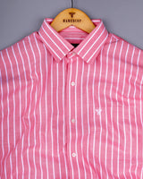 Lapis Pink With White Stripe Oxford Cotton Shirt