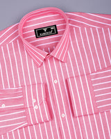 Lapis Pink With White Stripe Oxford Cotton Shirt