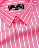 Lapis Pink With White Stripe Oxford Cotton Shirt