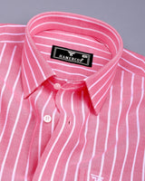 Lapis Pink With White Stripe Oxford Cotton Shirt