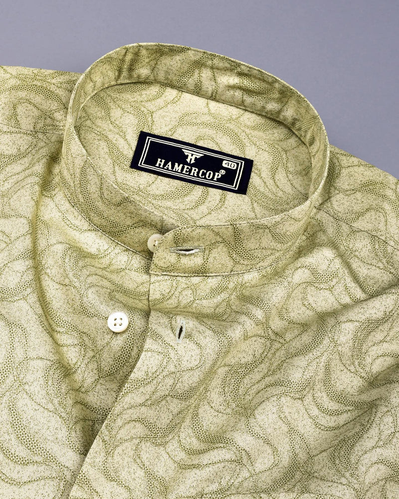 Filton Pista Green Printed Cotton Shirt