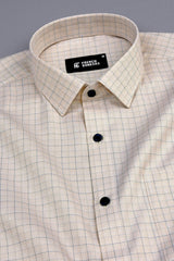 Brown with grey and blue Line check shirt