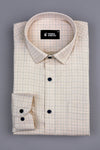 Brown with grey and blue Line check shirt