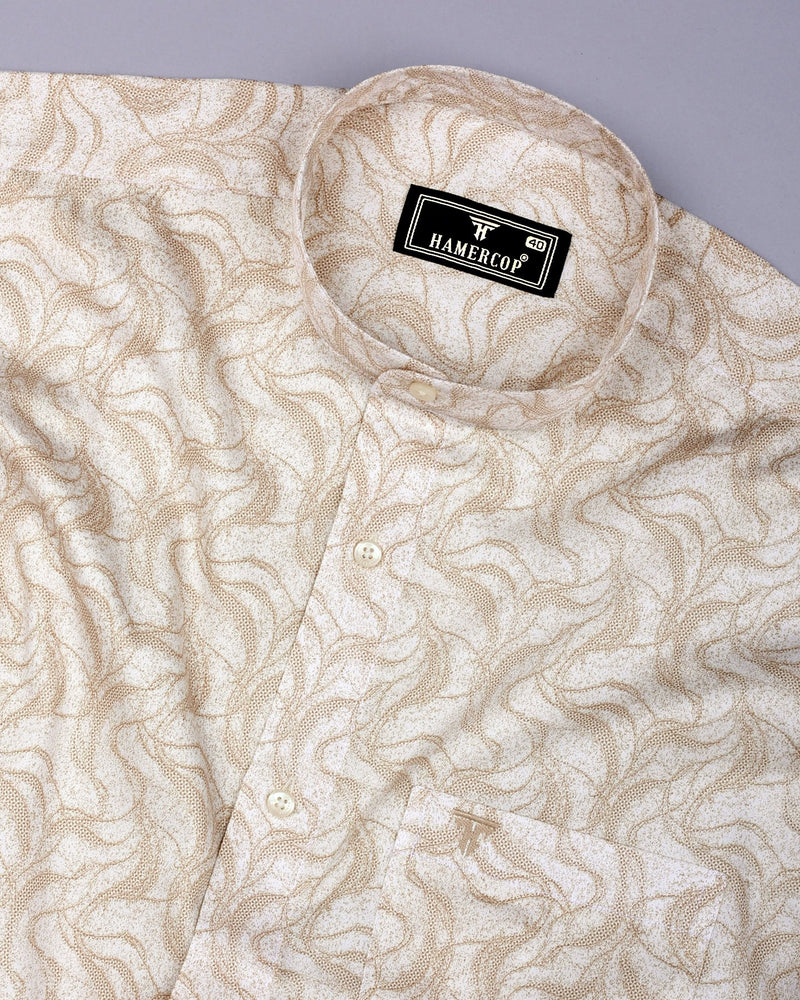 Filton Coconut Cream Printed Cotton Shirt