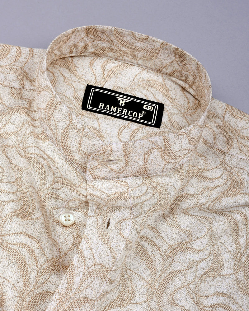 Filton Coconut Cream Printed Cotton Shirt