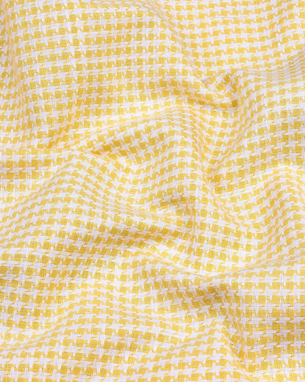 Canary Yellow Houndstooth Amsler Dobby Cotton Shirt