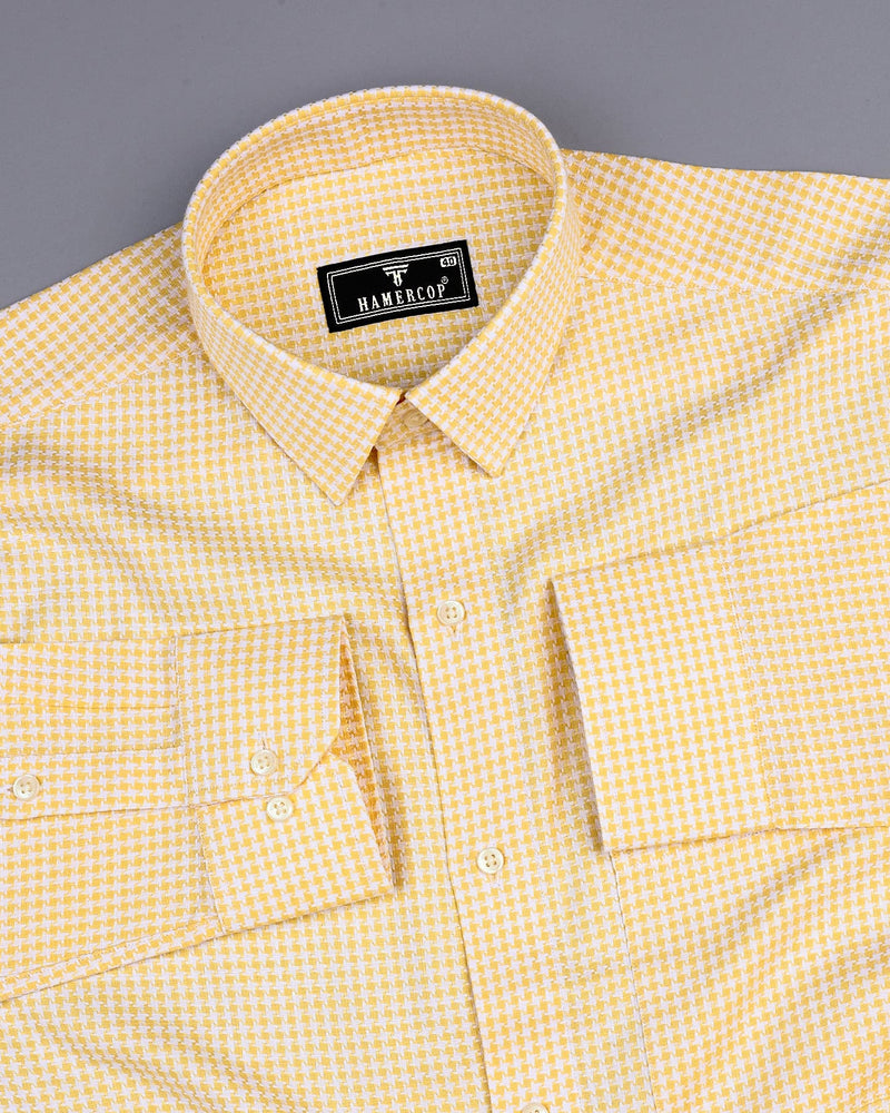 Canary Yellow Houndstooth Amsler Dobby Cotton Shirt