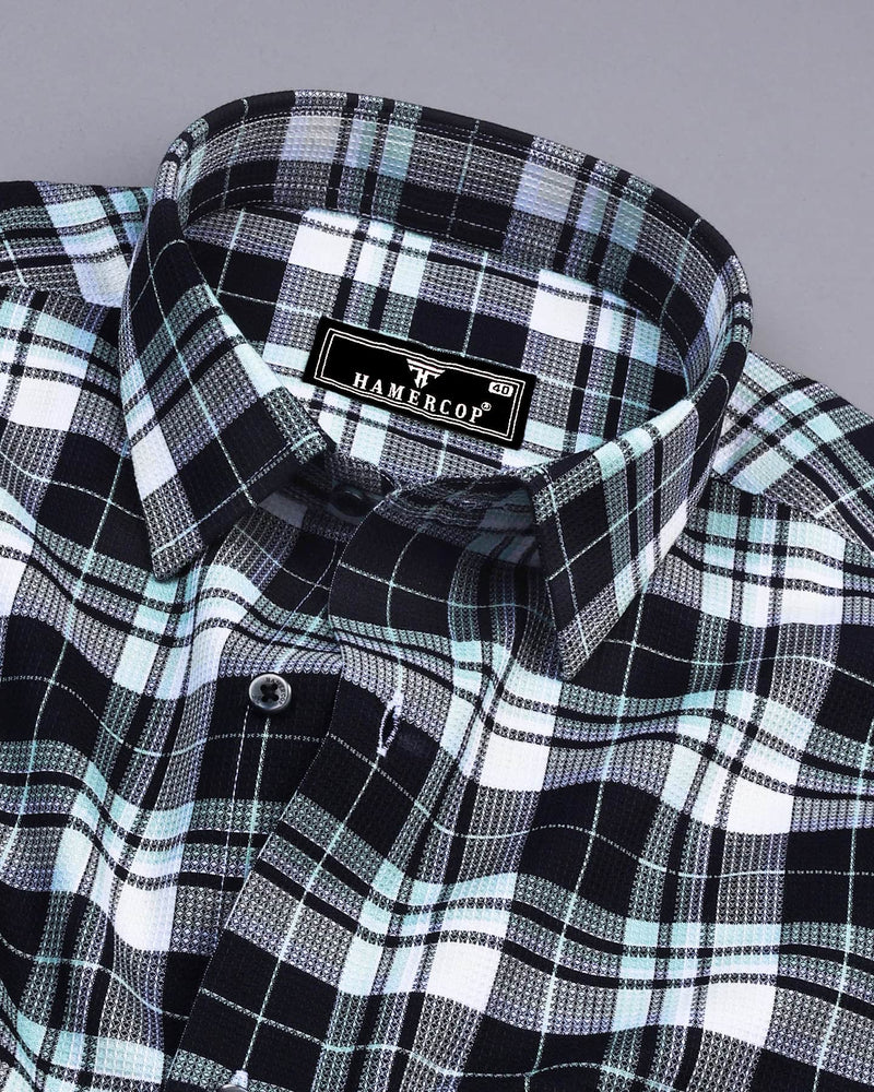 Brussel Black With White Dobby Check Cotton Shirt