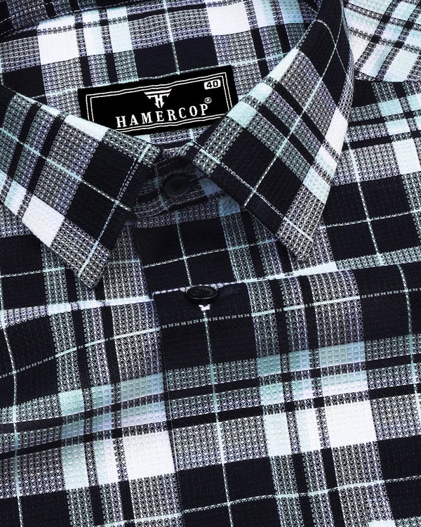 Brussel Black With White Dobby Check Cotton Shirt