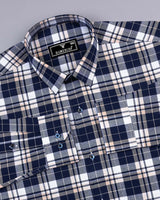 Brussel Blue With Cream Dobby Check Cotton Shirt