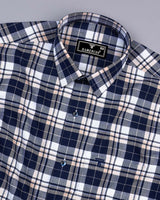 Brussel Blue With Cream Dobby Check Cotton Shirt