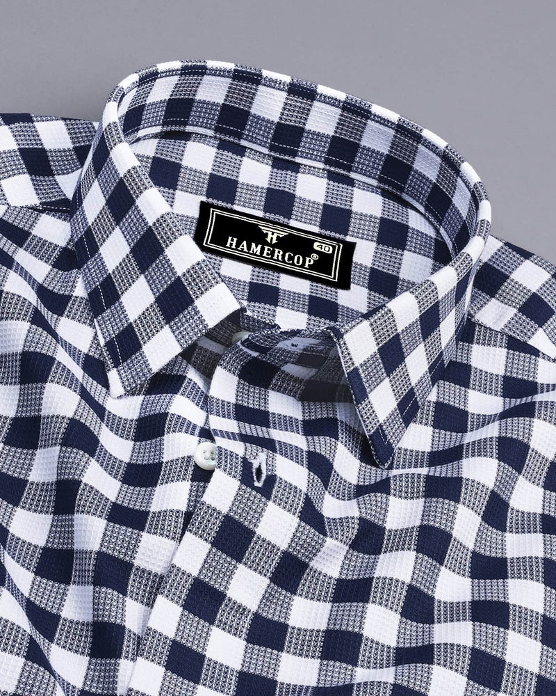 Zenica Blue With White Dobby Check Cotton Shirt