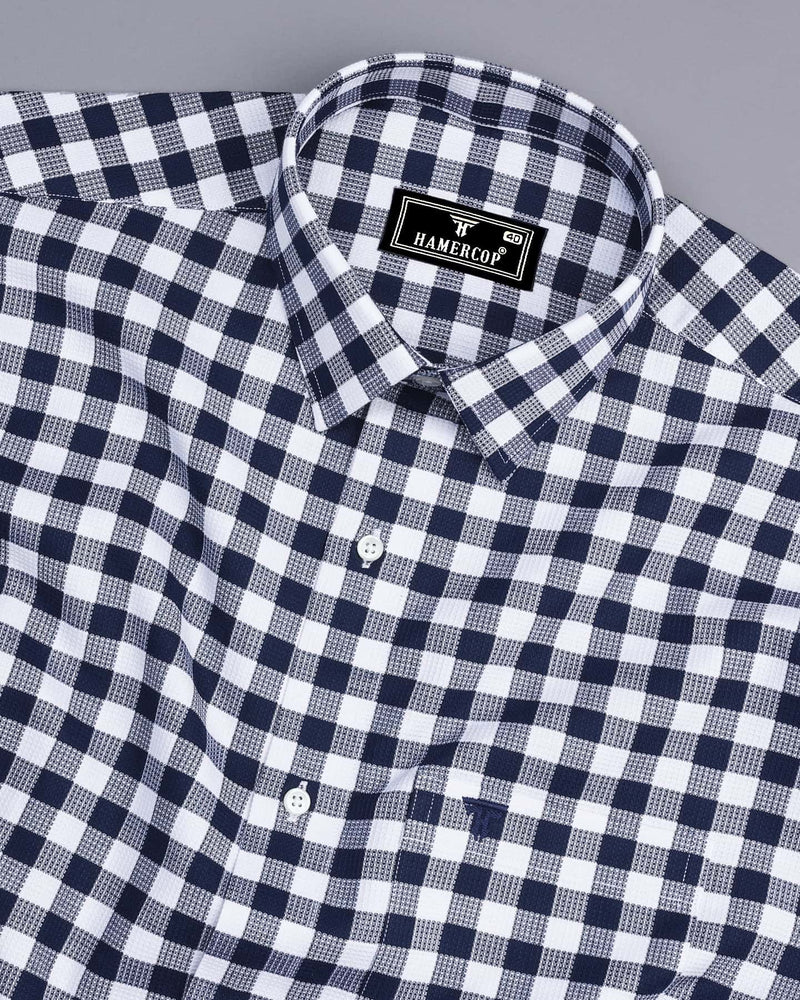 Zenica Blue With White Dobby Check Cotton Shirt