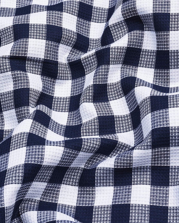 Zenica Blue With White Dobby Check Cotton Shirt