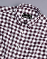 Zenica Wine With White Dobby Check Cotton Shirt