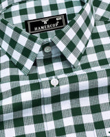 Zenica Green With White Dobby Check Cotton Shirt