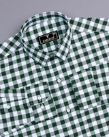 Zenica Green With White Dobby Check Cotton Shirt