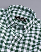 Zenica Green With White Dobby Check Cotton Shirt