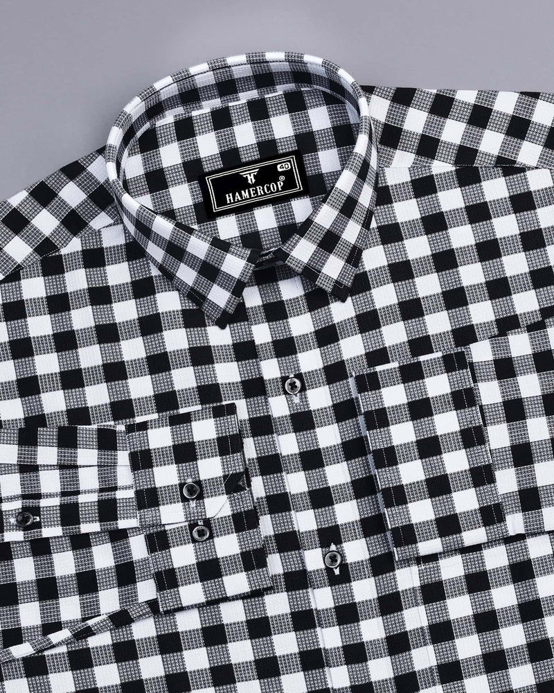 Zenica Black With White Dobby Check Cotton Shirt