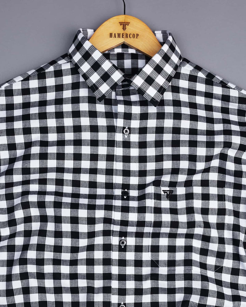 Zenica Black With White Dobby Check Cotton Shirt