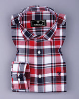 Procida Red Multicolor Check Dobby Cotton Shirt